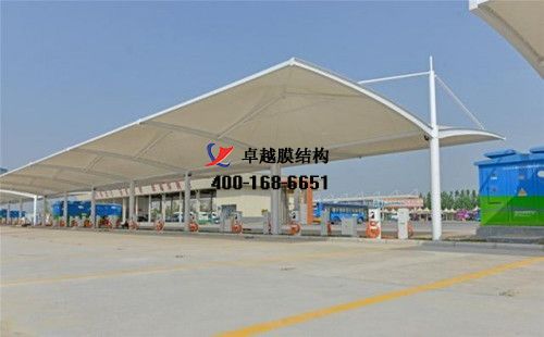 ?？h膜結構充電站樁停車棚/雨棚【浚縣漢生食品有限責任公司等】工程設計施工案例